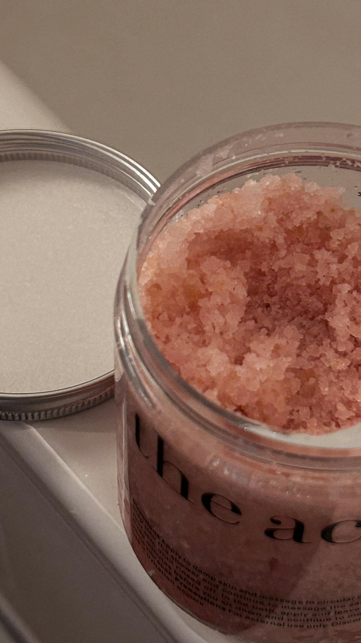 Contact us 23 open jar of pink bath salts on Contact us